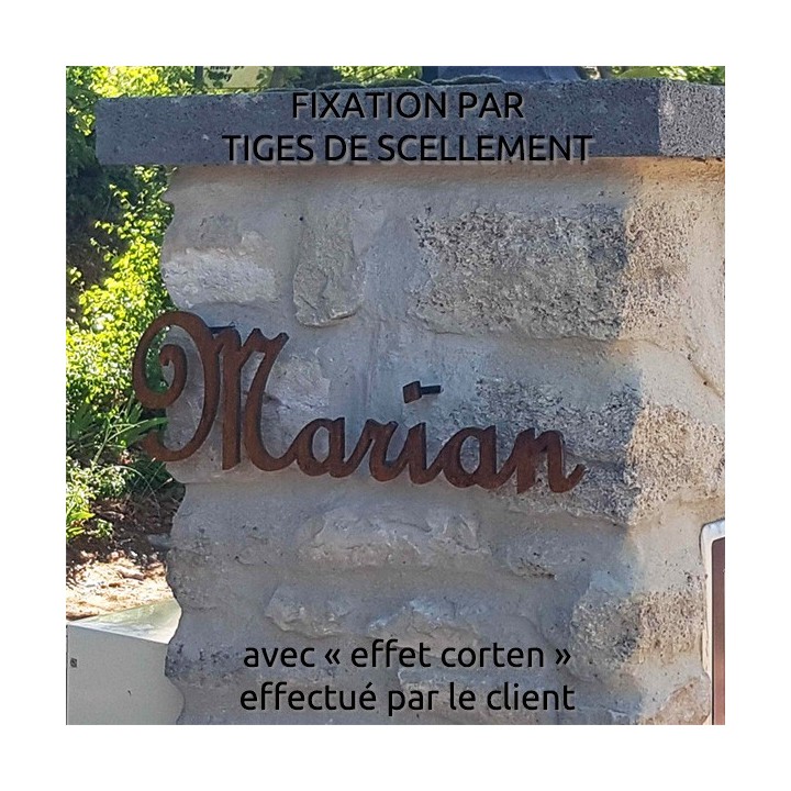 Fixation par tiges de scellement avec « effet corten » effectué par le client