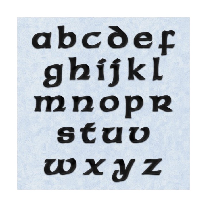Caractères minuscules Celtic avec lettres hauteur 120 mm à 280 mm 6 mm d'épaisseur