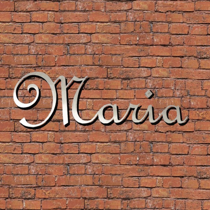 Caractères French Script en acier inox pour vos noms de maison ou de commerce 2 mm d'épaisseur