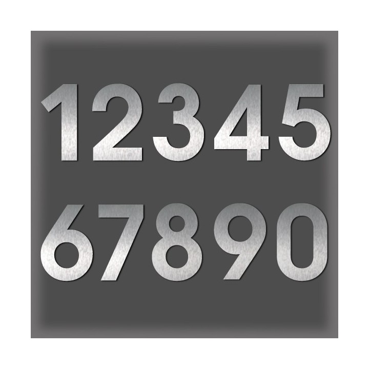 Chiffres en acier inoxydable brossé, design moderne et élégant hauteur 60 mm