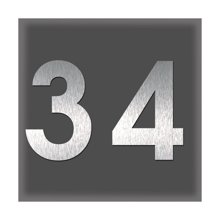 Chiffres en acier inoxydable brossé, design moderne et élégant hauteur 60 mm