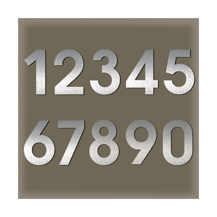 Élégants et modernes chiffres en acier inoxydable brossé hauteur 120 mm