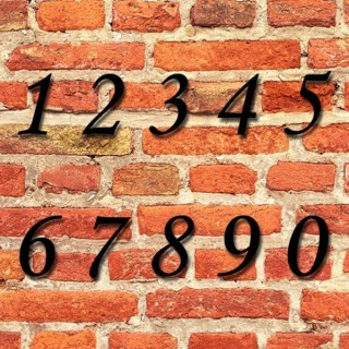 Numéros de rue ou de de porte en caractères Corsiva hauteur 120 mm à 230 mm 6 mm d'épaisseur