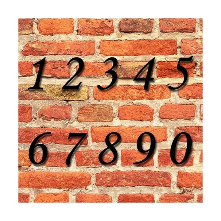 Numéros de rue ou de de porte en caractères Corsiva hauteur 120 mm à 230 mm 6 mm d'épaisseur