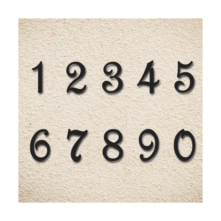 Chiffres en fer forgé, numéros de rue, caractères French Script 120 mm à 330 mm 6 mm d'épaisseur