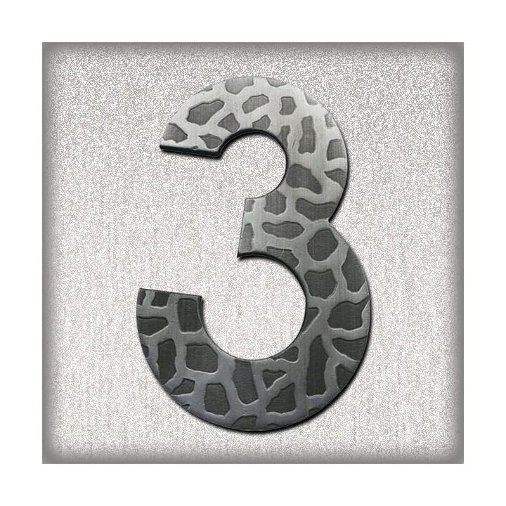 Numéro de rue ou de porte, chiffre en acier galvanisé martelé hauteur 120 mm