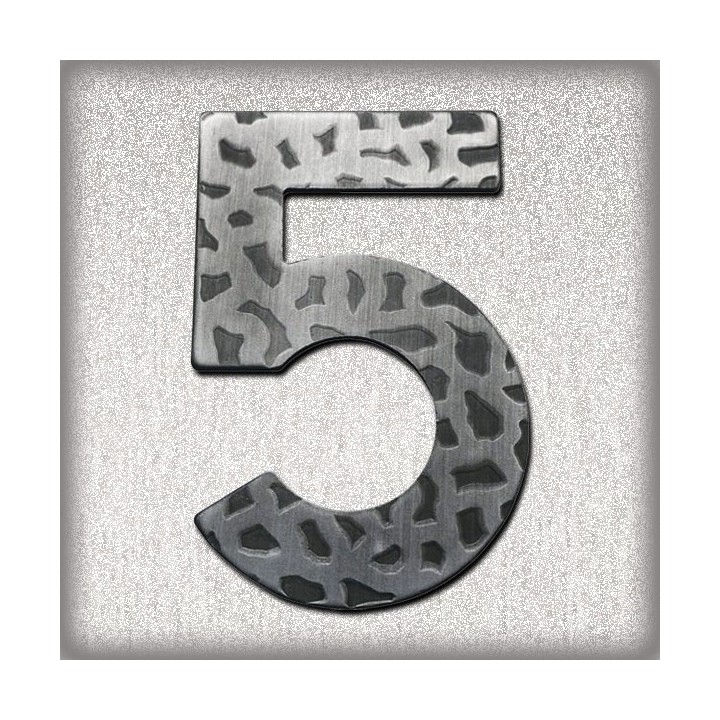 Numéro de rue ou de porte, chiffre en acier galvanisé martelé hauteur 120 mm