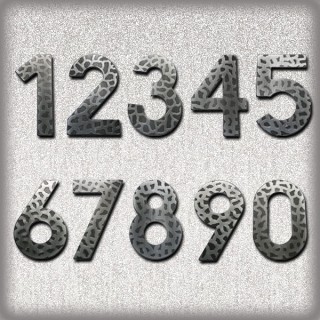 Numéros de rue ou de porte, chiffres en acier galvanisé martelé hauteur 120 mm