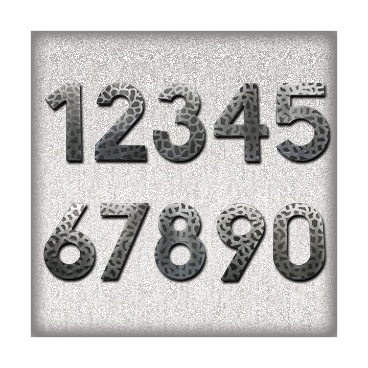 Numéros de rue ou de porte, chiffres en acier galvanisé martelé hauteur 120 mm