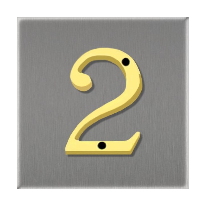 Numéro de rue ou de porte, chiffre en laiton poli verni hauteur 50 mm