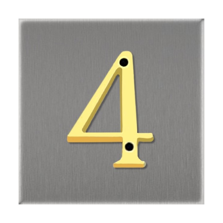 Numéro de rue ou de porte, chiffre en laiton poli verni hauteur 50 mm