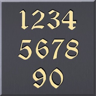 Numéros de rue ou de porte, chiffres en laiton satiné hauteur 125 mm