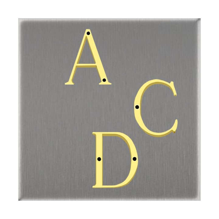 Lettres en laiton poli verni pour signalétique de porte ou de rue hauteur 50 mm