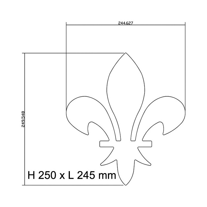Fleur de Lys classique en fer hauteur 250 mm à 500 mm 6 mm d'épaisseur