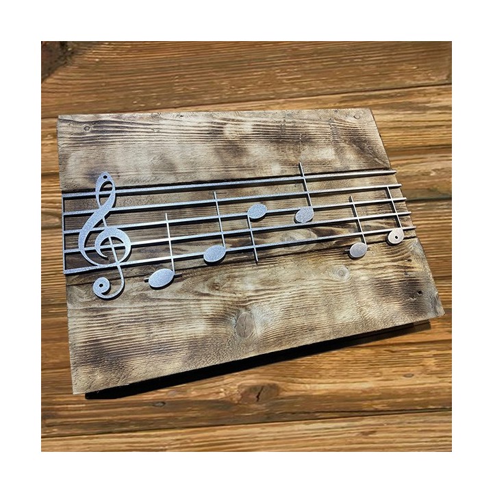 Portée musicale "do mi si la do ré" découpée épaisseur 6 mm