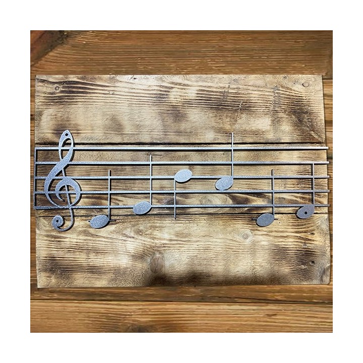 Portée musicale "do mi si la do ré" découpée épaisseur 6 mm