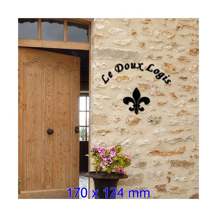 Caractères Corsiva hauteur 170 x 124 mm 6 mm d'épaisseur. La fleur de lys est en supplément.