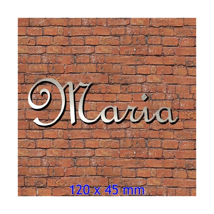 Caractères French Script en acier inox pour vos noms de maison ou de commerce 120 x 45 mm 2 mm d'épaisseur