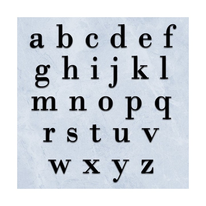Caractères minuscules Bodoni de 120 à 170 mm 6 mm d'épaisseur