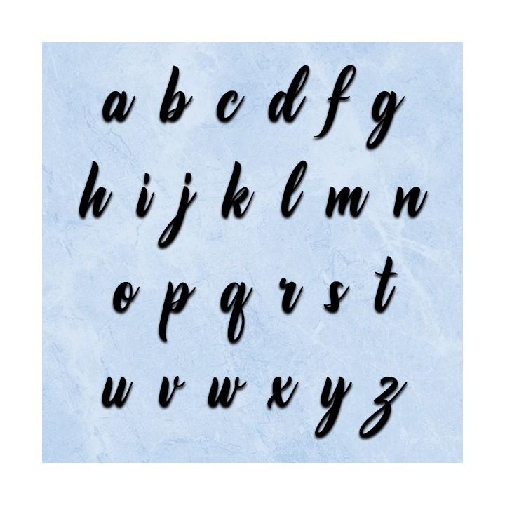 Caractères minuscules Le Chant des Albatros. Lettres hauteur 120 mm à 170 mm 6 mm d'épaisseur