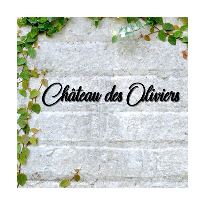 Caractères Château des Oliviers. Lettres hauteur 120 mm à 170 mm 6 mm d'épaisseur